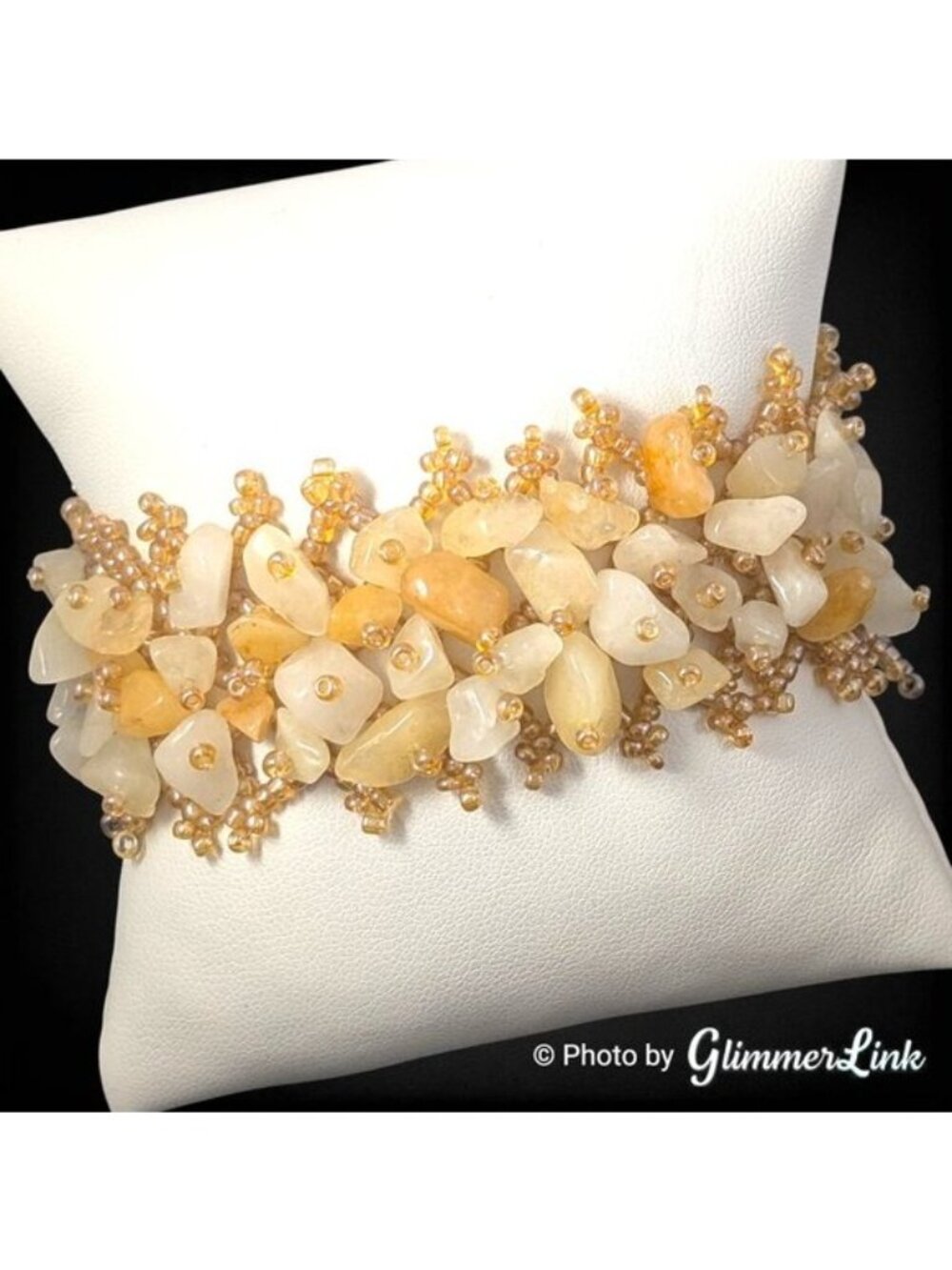 Boho Mixed Gemstone Chip & Seed Bead Cluster Bracelet Beaded Toggle 6.5 Inch